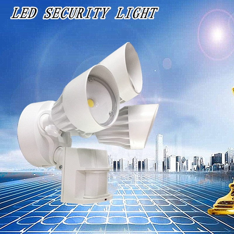 Lumină de securitate pentru inundații LED cu senzor de mișcare, 30W, 3 cap, alb, lumină de mișcare